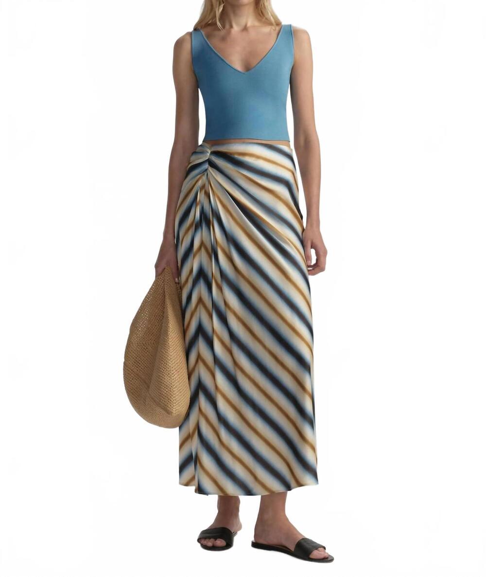 NEW A.L.C. jean striped midi skirt in tahoe blue/milk chocolate